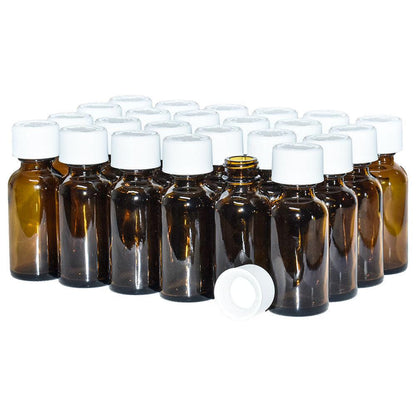 1 oz. Amber Boston Round with White Child-Resistant Cap (20/400) (V23) (V6)