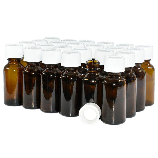 1 oz. Amber Boston Round with White Child-Resistant Cap (20/400) (V5) (V6)