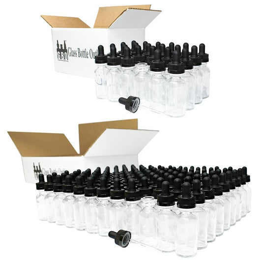 1 oz. Clear Boston Round with Black Child-Resistant Dropper (20/400) (V20) (V8)