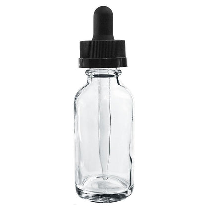 1 oz. Clear Boston Round with Black Child-Resistant Dropper (20/400) (V20) (V8)
