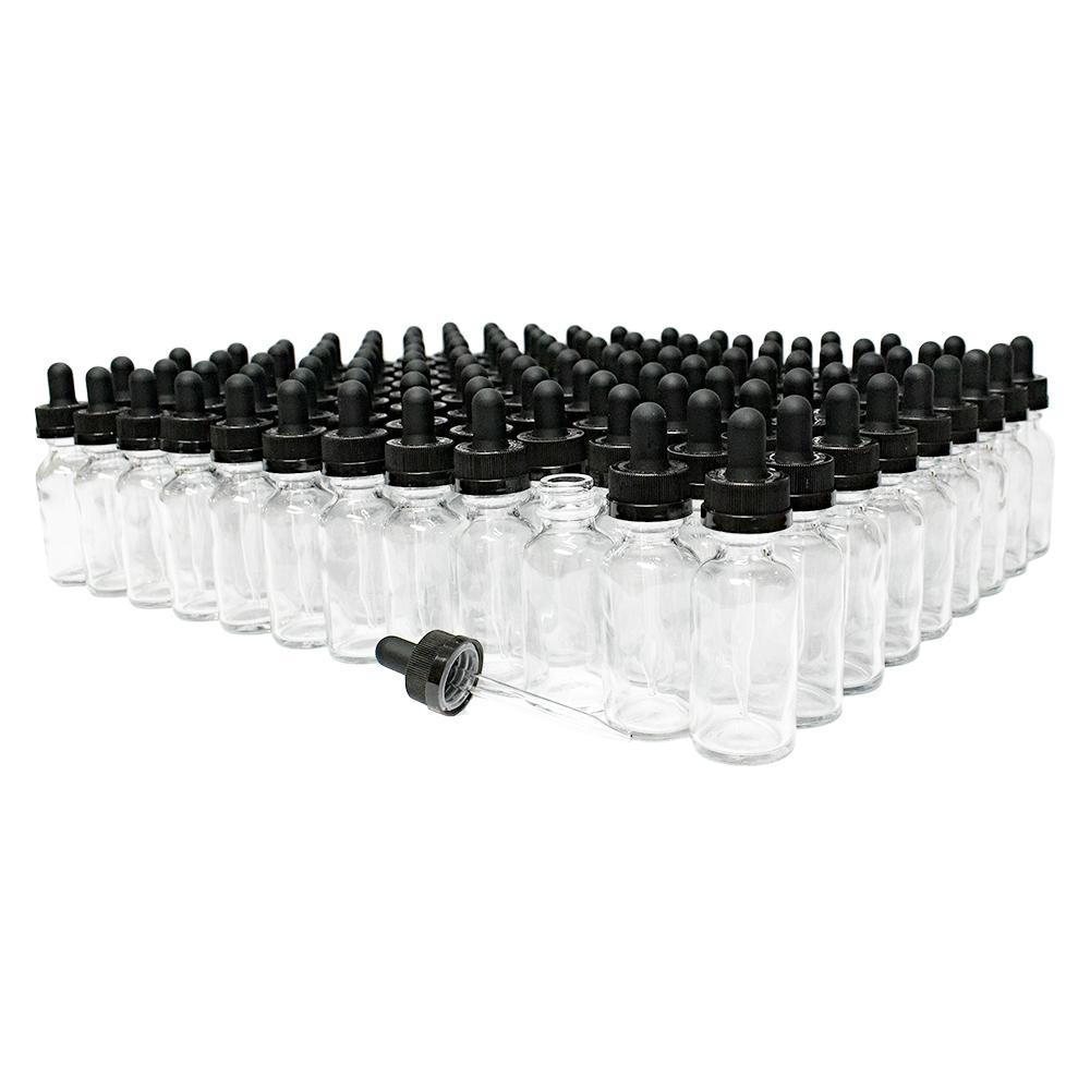1 oz. Clear Boston Round with Black Child-Resistant Dropper (20/400) (V20) (V8)
