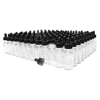 1 oz. Clear Boston Round with Black Child-Resistant Dropper (20/400) (V20) (V8)