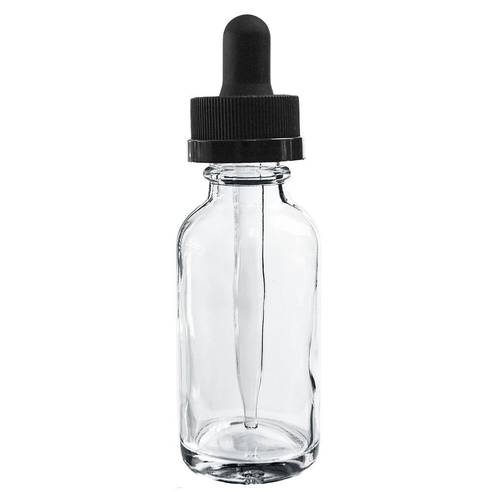 1 oz. Clear Boston Round with Black Child-Resistant Dropper (20/400) (V8) (V8)
