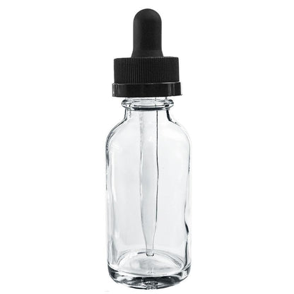 1 oz. Clear Boston Round with Black Child-Resistant Dropper (20/400) (V8) (V8)