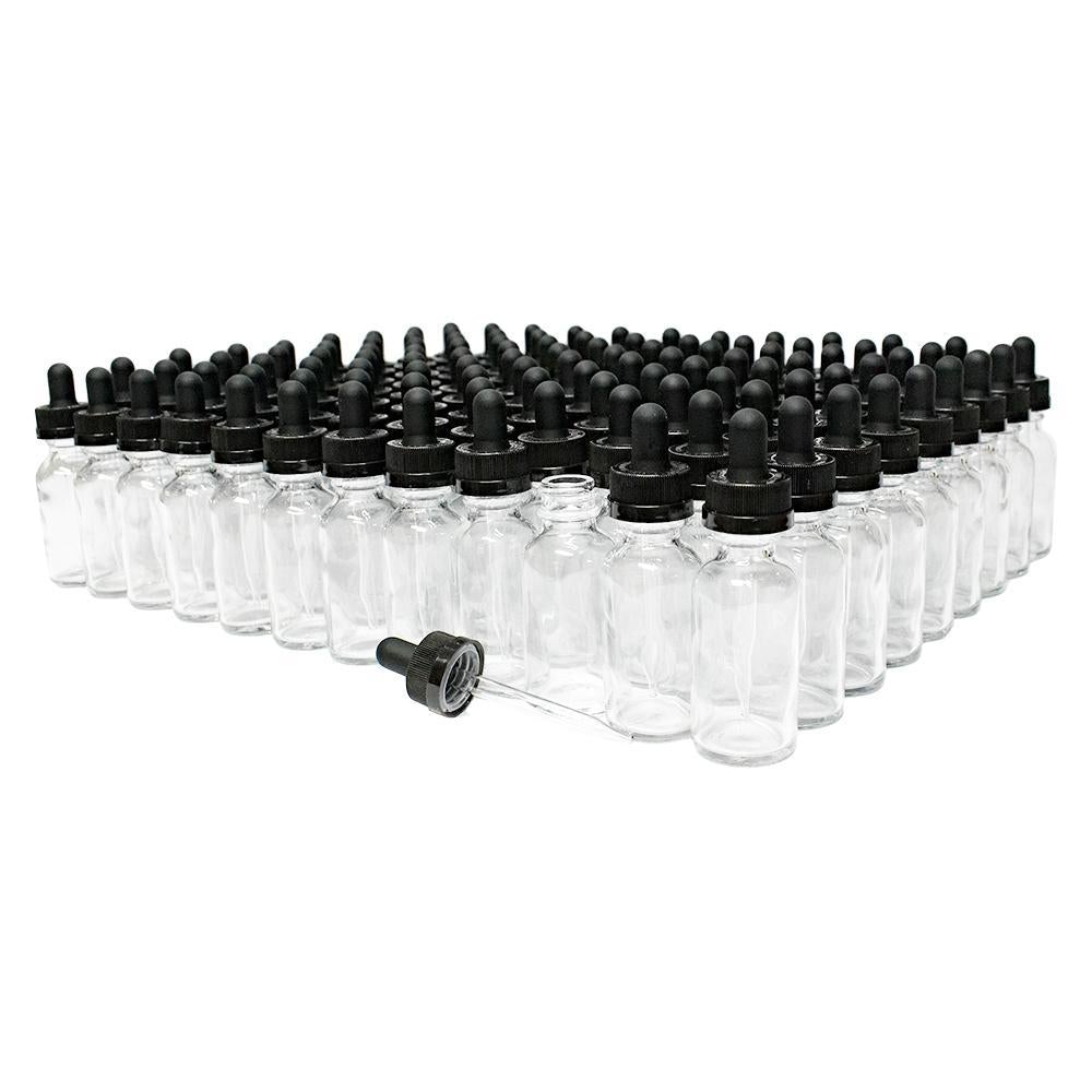 1 oz. Clear Boston Round with Black Child-Resistant Dropper (20/400) (V8) (V8)