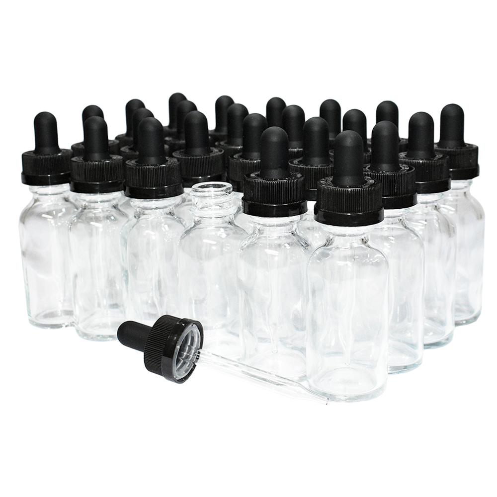 1 oz. Clear Boston Round with Black Child-Resistant Dropper (20/400) (V8) (V8)