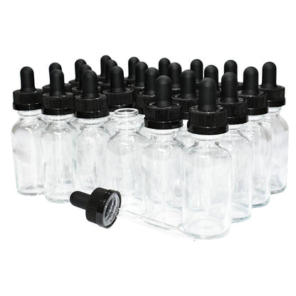 1 oz. Clear Boston Round with Black Child-Resistant Dropper (20/400) (V8) (V8)