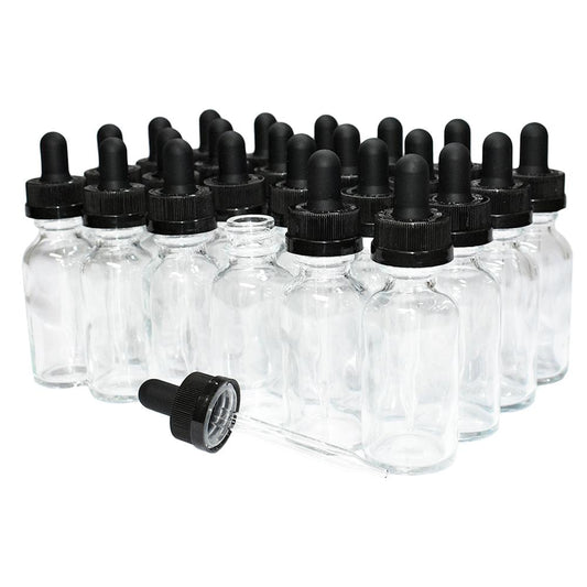 1 oz. Clear Boston Round with Black Child-Resistant Dropper (20/400) (V8) (V8)