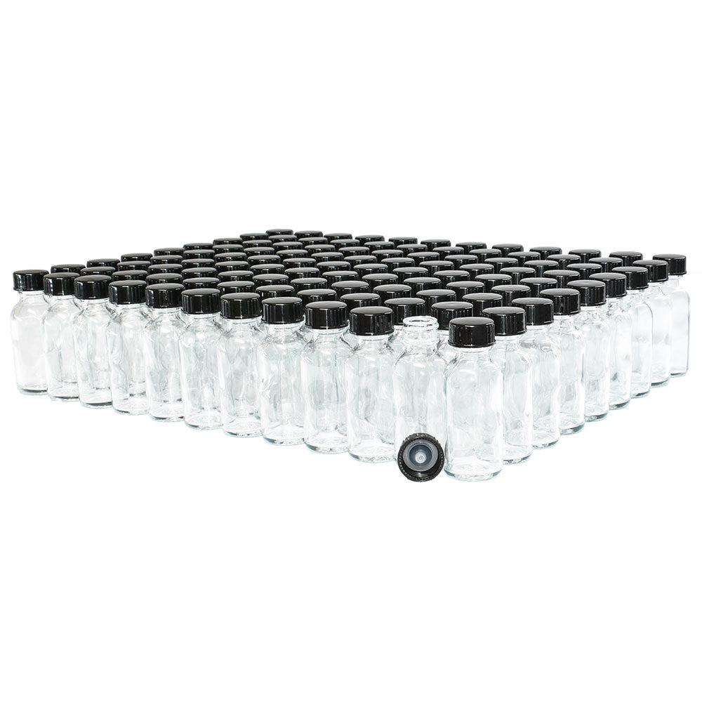 1 oz. Clear Boston Round with Black Cone Lined Cap (20/400) (V4) (V20)