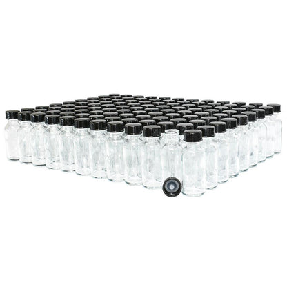 1 oz. Clear Boston Round with Black Cone Lined Cap (20/400) (V4) (V20)