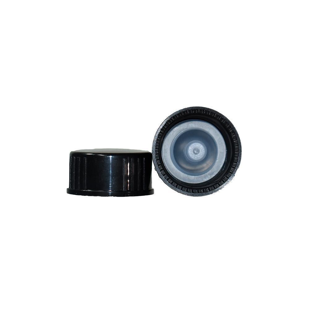 1 oz. Clear Boston Round with Black Cone Lined Cap (20/400) (V8) (V20)