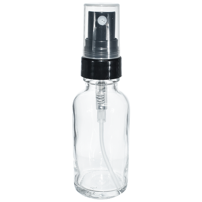 1 oz. Clear Boston Round with Black Fine-Mist Sprayer (Smooth) (.16 ml Per Spray) (20/400) (V23) (V20)