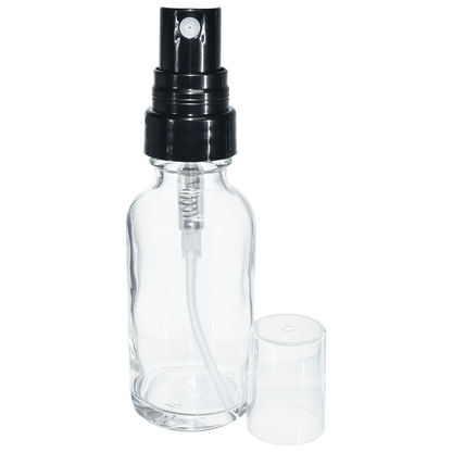 1 oz. Clear Boston Round with Black Fine-Mist Sprayer (Smooth) (.16 ml Per Spray) (20/400) (V23) (V20)