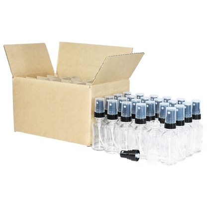 1 oz. Clear Boston Round with Black Fine-Mist Sprayer (Smooth) (.16 ml Per Spray) (20/400) (V23) (V20)