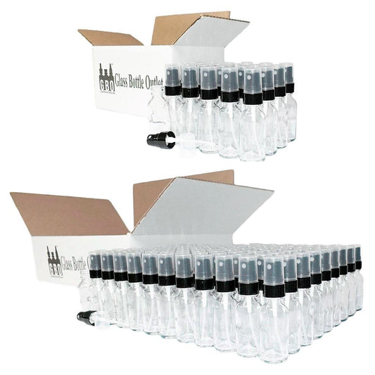 1 oz. Clear Boston Round with Black Fine-Mist Sprayer (Smooth) (.16 ml Per Spray) (20/400) (V4) (V20)