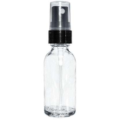 1 oz. Clear Boston Round with Black Fine-Mist Sprayer (Smooth) (.16 ml Per Spray) (20/400) (V4) (V20)