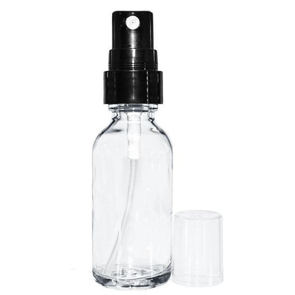 1 oz. Clear Boston Round with Black Fine-Mist Sprayer (Smooth) (.16 ml Per Spray) (20/400) (V4) (V20)
