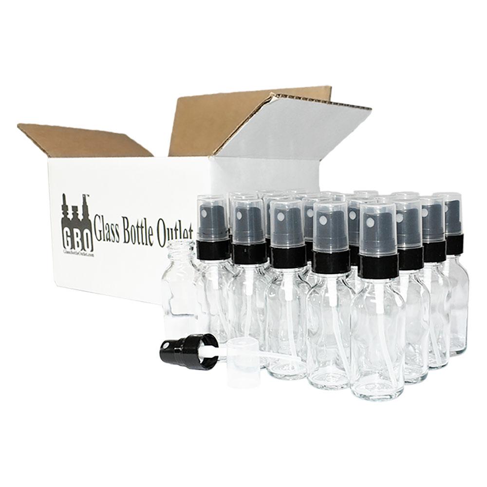 1 oz. Clear Boston Round with Black Fine-Mist Sprayer (Smooth) (.16 ml Per Spray) (20/400) (V4) (V20)