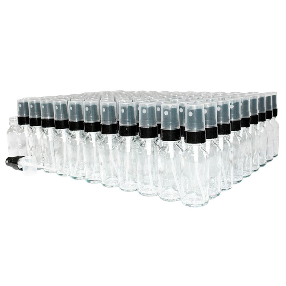 1 oz. Clear Boston Round with Black Fine-Mist Sprayer (Smooth) (.16 ml Per Spray) (20/400) (V4) (V20)
