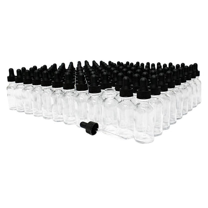 1 oz. Clear Boston Round with Black Glass Dropper (20/400) (V20) (V8)