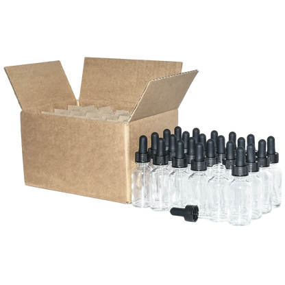 1 oz. Clear Boston Round with Black Glass Dropper (20/400) (V23) (V20)