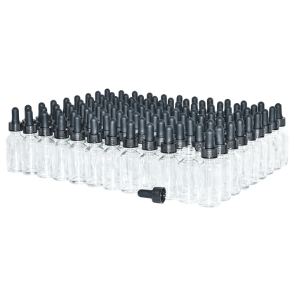 1 oz. Clear Boston Round with Black Glass Dropper (20/400) (V23) (V20)