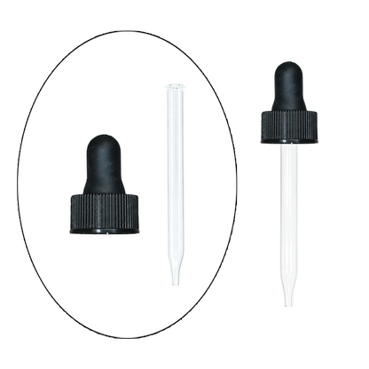 1 oz. Clear Boston Round with Black Glass Dropper (20/400) (V23) (V8)