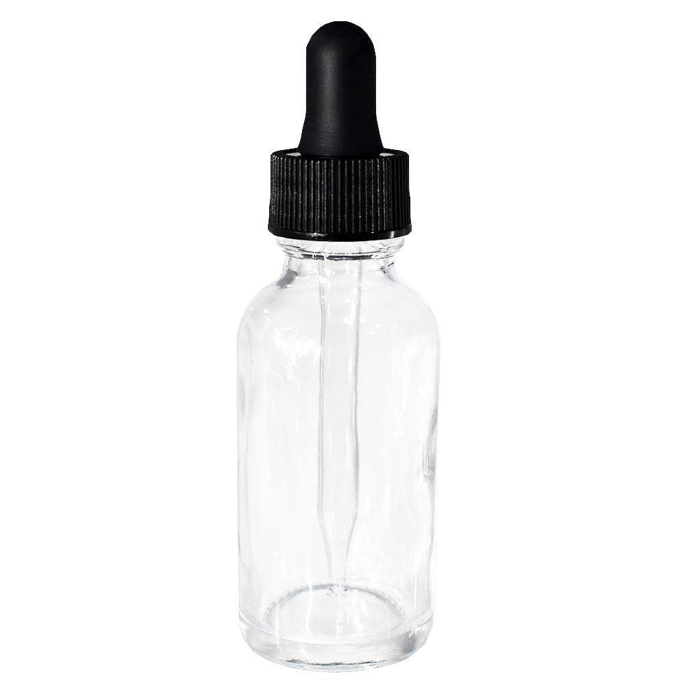 1 oz. Clear Boston Round with Black Glass Dropper (20/400) (V8) (V8)