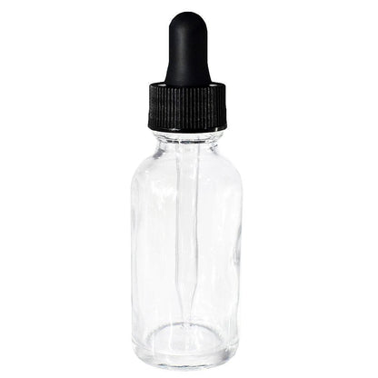 1 oz. Clear Boston Round with Black Glass Dropper (20/400) (V8) (V8)