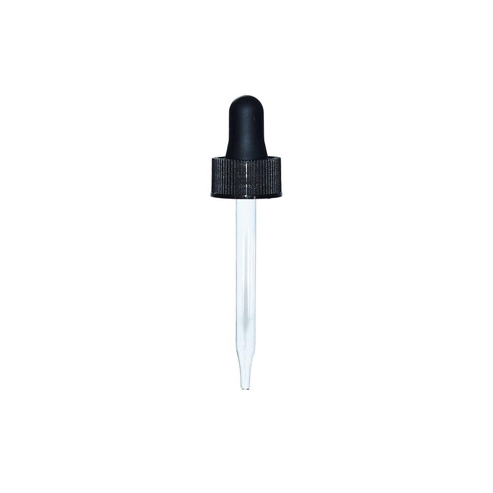 1 oz. Clear Boston Round with Black Glass Dropper (20/400) (V8) (V8)