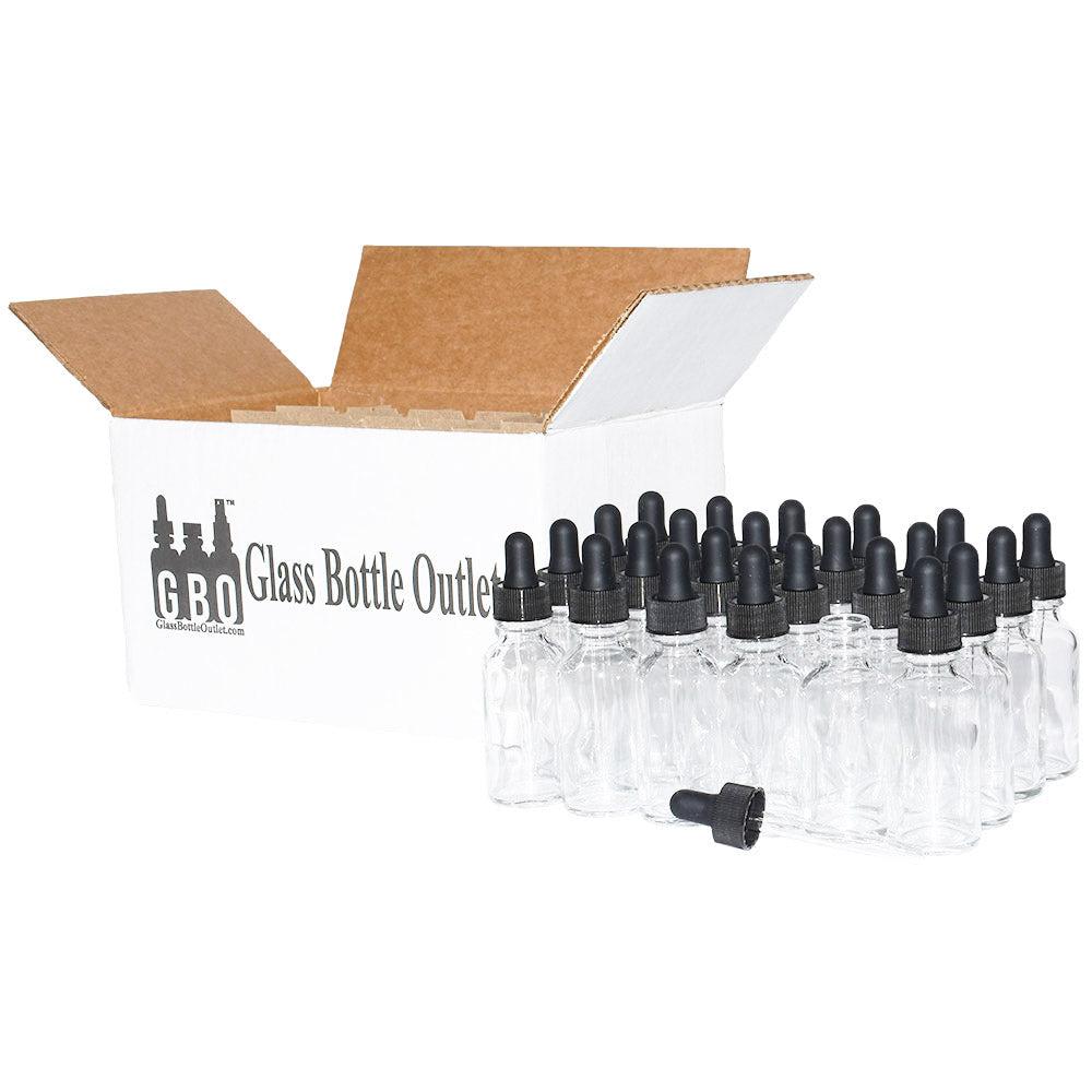 1 oz. Clear Boston Round with Black Glass Dropper (20/400) (V8) (V8)