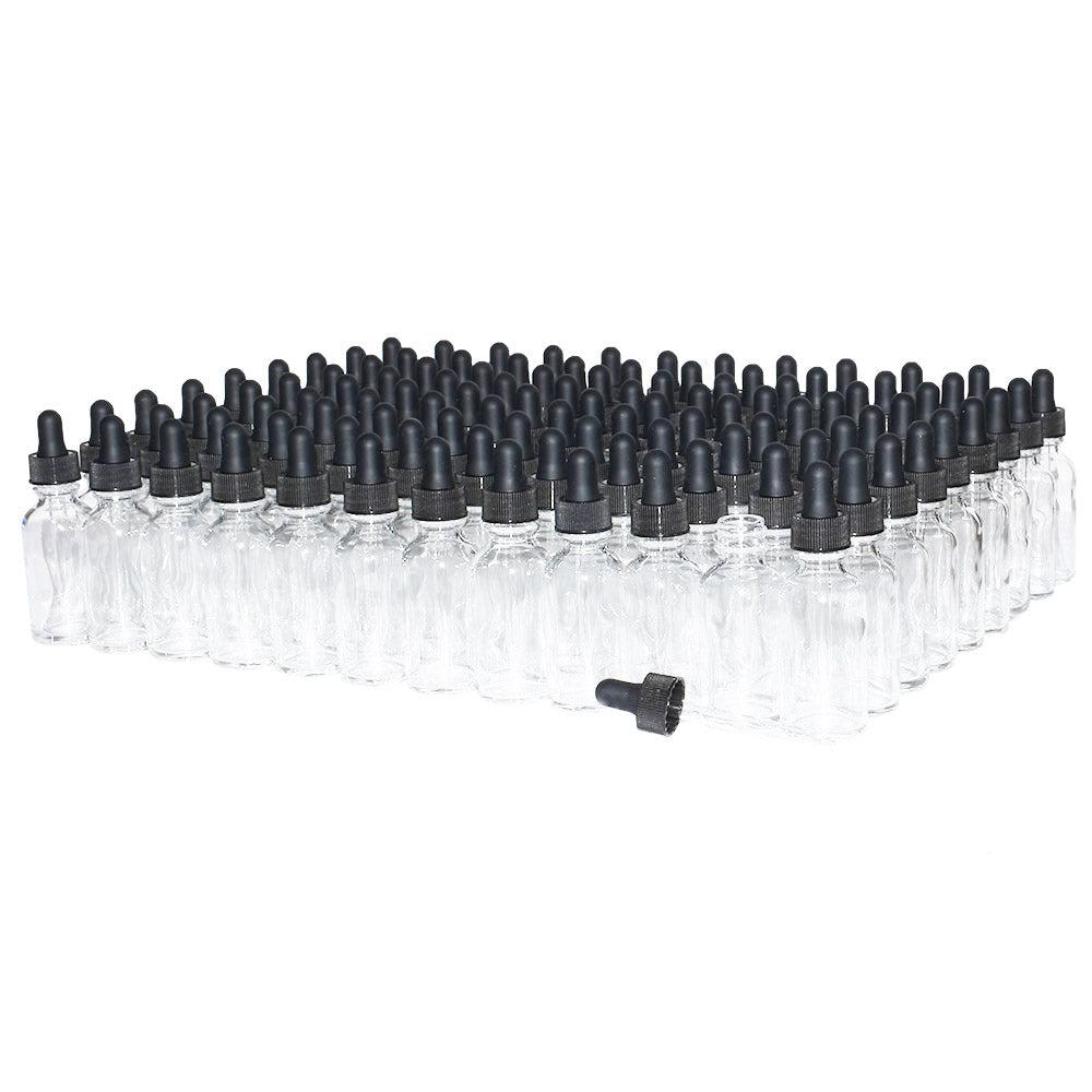 1 oz. Clear Boston Round with Black Glass Dropper (20/400) (V8) (V8)
