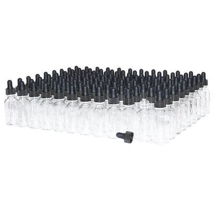 1 oz. Clear Boston Round with Black Glass Dropper (20/400) (V8) (V8)