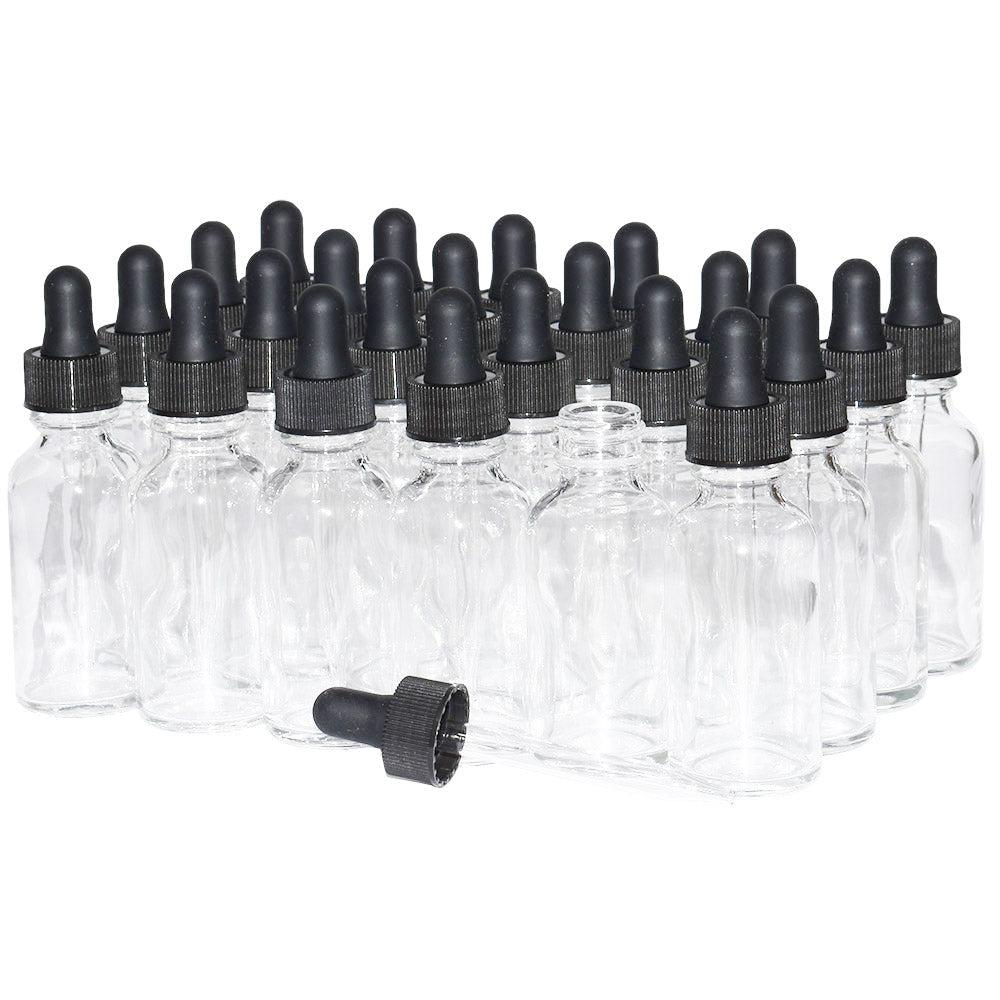 1 oz. Clear Boston Round with Black Glass Dropper (20/400) (V8) (V8)