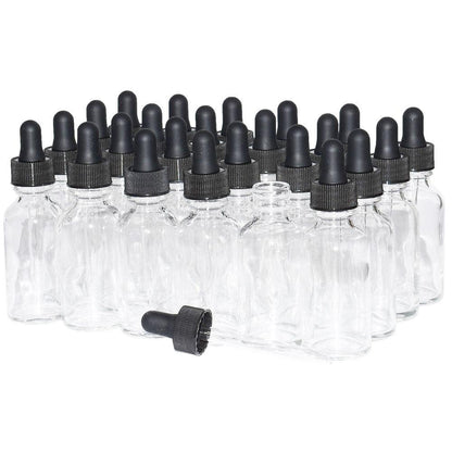 1 oz. Clear Boston Round with Black Glass Dropper (20/400) (V8) (V8)