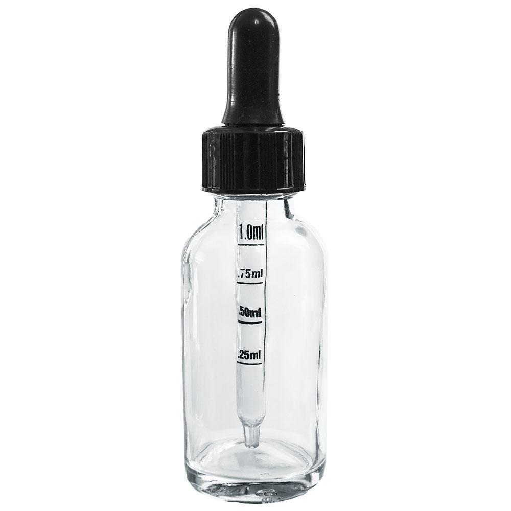 1 oz. Clear Boston Round with Black Graduated Nitrile Glass Dropper (20/400) (V20) (V12)