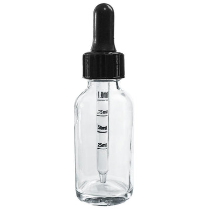 1 oz. Clear Boston Round with Black Graduated Nitrile Glass Dropper (20/400) (V20) (V12)