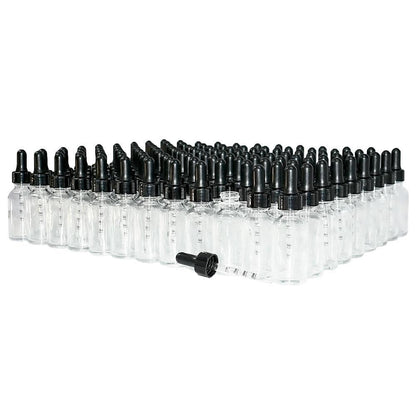 1 oz. Clear Boston Round with Black Graduated Nitrile Glass Dropper (20/400) (V20) (V12)