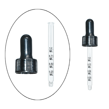 1 oz. Clear Boston Round with Black Graduated Nitrile Glass Dropper (20/400) (V23) (V5)