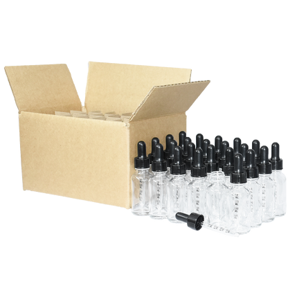 1 oz. Clear Boston Round with Black Graduated Nitrile Glass Dropper (20/400) (V23) (V5)
