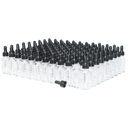 1 oz. Clear Boston Round with Black Graduated Nitrile Glass Dropper (20/400) (V23) (V5)