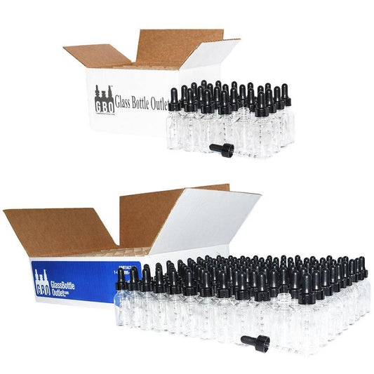 1 oz. Clear Boston Round with Black Graduated Nitrile Glass Dropper (20/400) (V8) (V12)