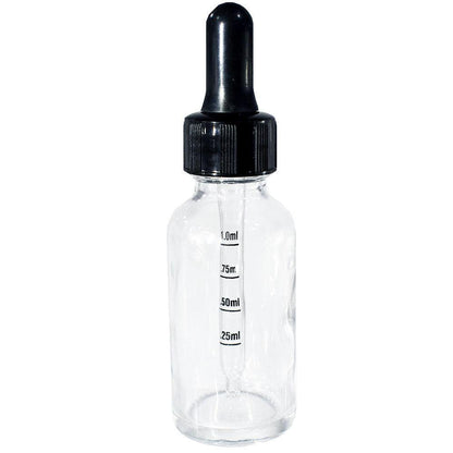 1 oz. Clear Boston Round with Black Graduated Nitrile Glass Dropper (20/400) (V8) (V12)