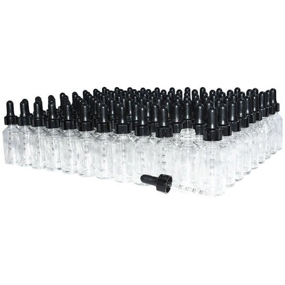 1 oz. Clear Boston Round with Black Graduated Nitrile Glass Dropper (20/400) (V8) (V12)