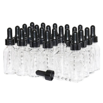 1 oz. Clear Boston Round with Black Graduated Nitrile Glass Dropper (20/400) (V8) (V12)