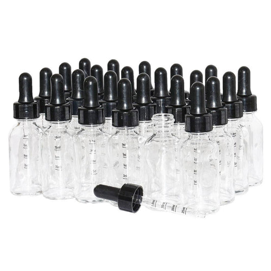 1 oz. Clear Boston Round with Black Graduated Nitrile Glass Dropper (20/400) (V8) (V12)