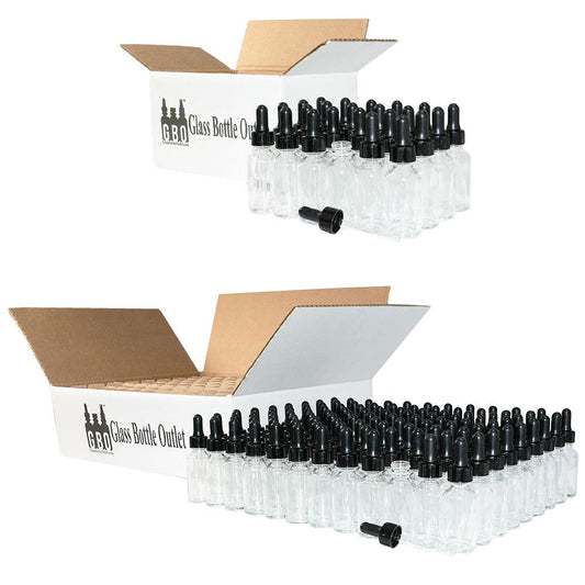 1 oz. Clear Boston Round with Black Nitrile Glass Dropper (20/400) (V20) (V12)