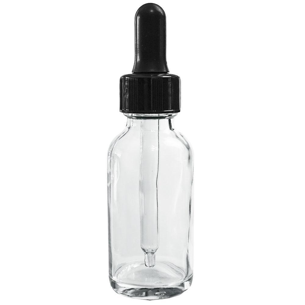 1 oz. Clear Boston Round with Black Nitrile Glass Dropper (20/400) (V20) (V12)