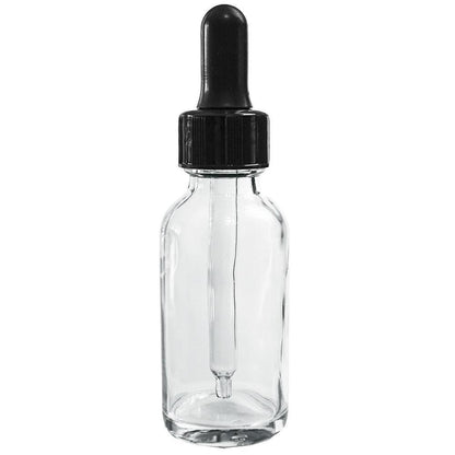 1 oz. Clear Boston Round with Black Nitrile Glass Dropper (20/400) (V20) (V12)