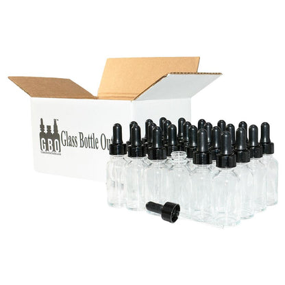 1 oz. Clear Boston Round with Black Nitrile Glass Dropper (20/400) (V20) (V12)